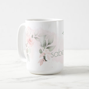 Caneca De Café Delicar Rosa Rosa Rosa Monograma - Letra I