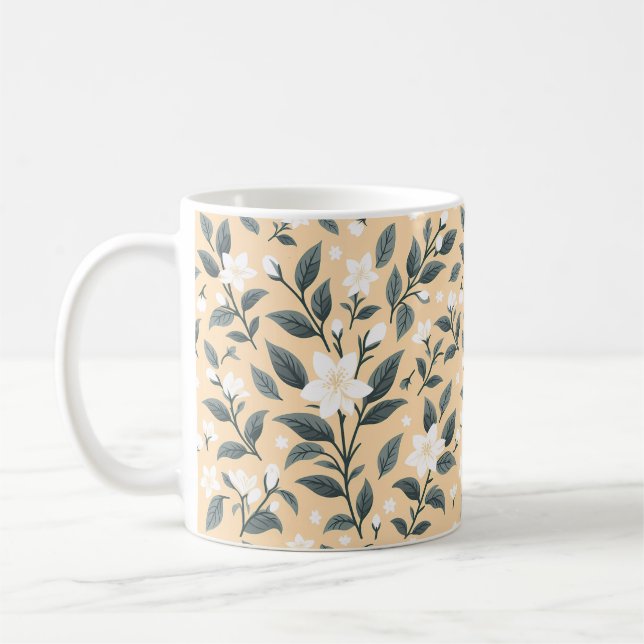 Caneca De Café Delicate Jasmine Padrão Floral (Esquerda)