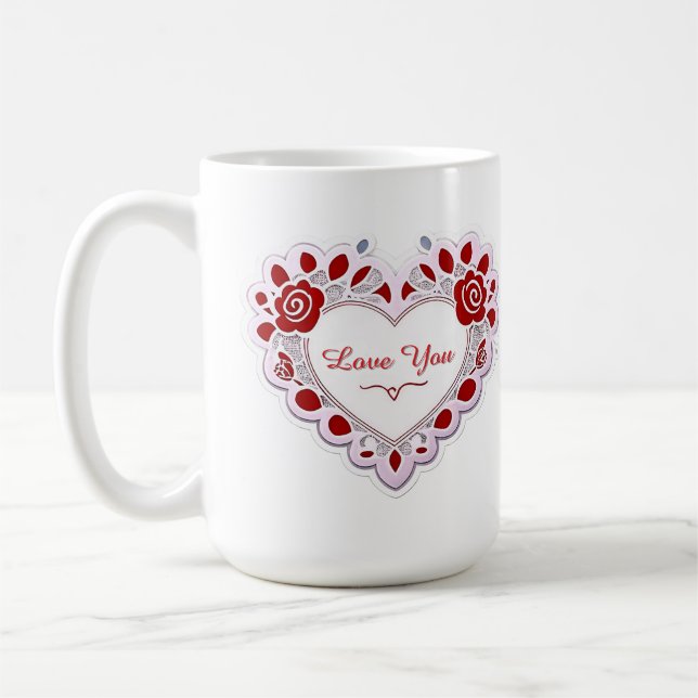 Caneca De Café Delicate Lace Heart Card (Esquerda)