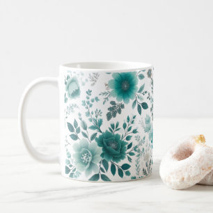 Caneca De Café 💐 Delícia da Flor Teal