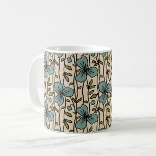 Caneca De Café Delícia de Jardim Vertical Florido Flores Azul Tea