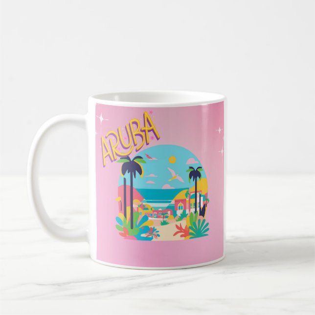 Caneca De Café Delícia Tropical de Aruba Rosa (Esquerda)