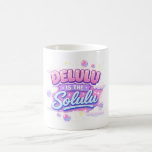 Caneca De Café Delulu é o Solulu – Estética Kawaii Fofa