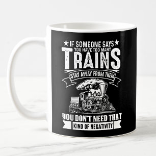 Caneca De Café Demasiados Comboios, Comboio Ferroviário Com Moto