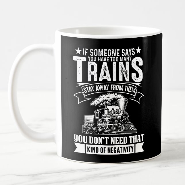 Caneca De Café Demasiados Comboios, Comboio Ferroviário Com Motor (Criador carregado)