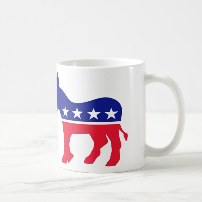Caneca De Café Democrata Vermelho, Branco e Azul DONKEY MUG (Direita)