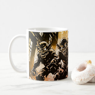 Caneca De Café Demonios Goblin Arruinaram Cidade Estilo Gráfico R