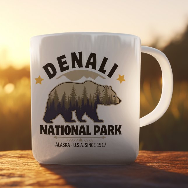 Caneca De Café Denali National Park: Untamed Alaskan Forests (Criador carregado)