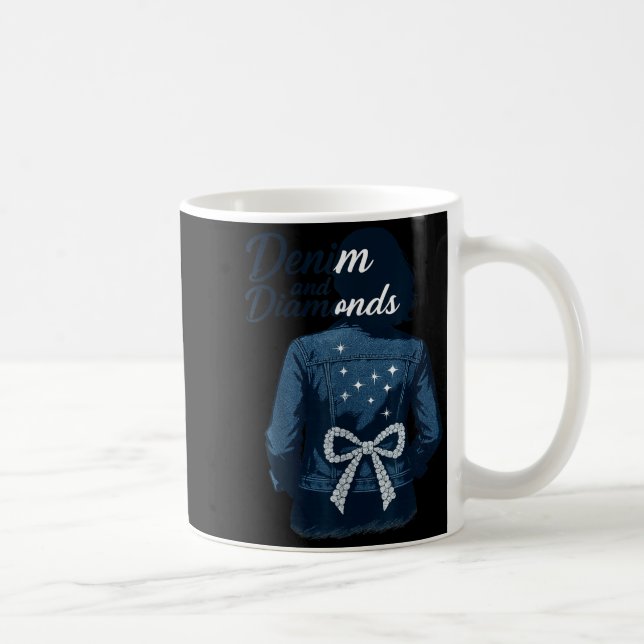Caneca De Café Denim And Diamonds Bow Ladies Girls Jeans Women  (Direita)