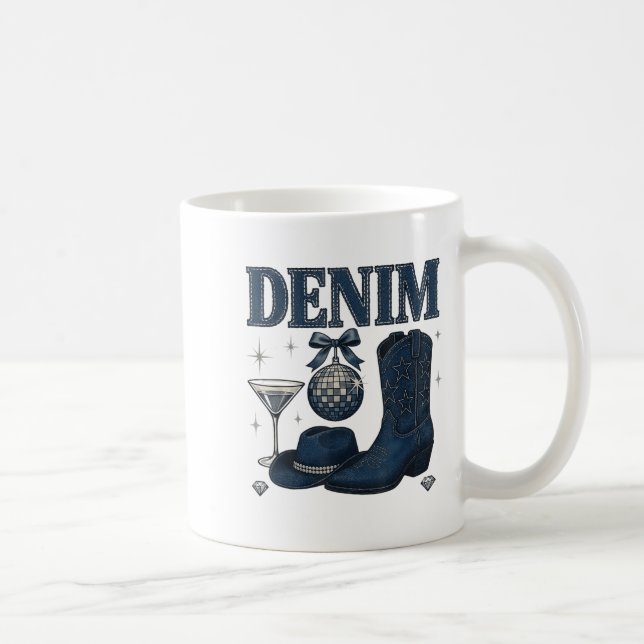 Caneca De Café Denim And Diamonds Western Fashion Boots Bling Rod (Direita)