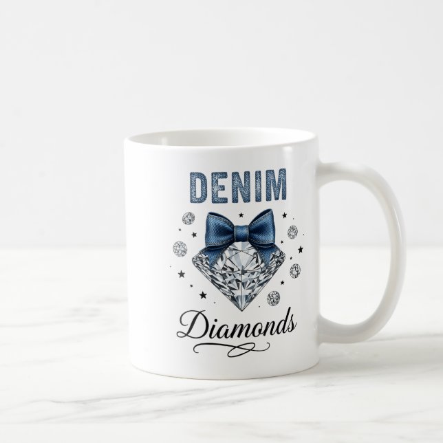 Caneca De Café Denim And Diamonds Western Graphic Tee For Girls W (Direita)