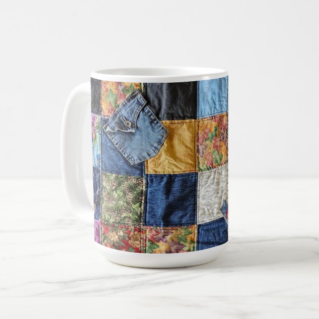 Caneca De Café Denim Pocket Quilt (Frente Esquerda)