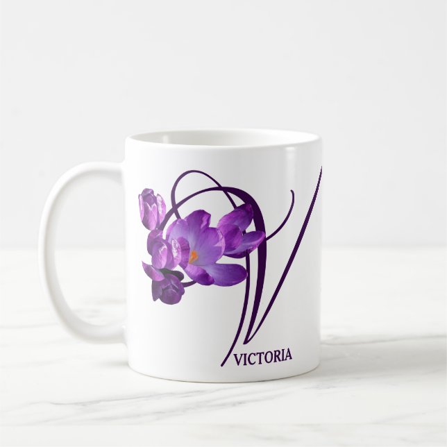 Caneca De Café Denominação Victoria personalizável Crocus púrpura (Esquerda)