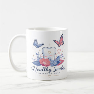 Caneca de Café Dental Floral Fofa Sorrisos Saudáve