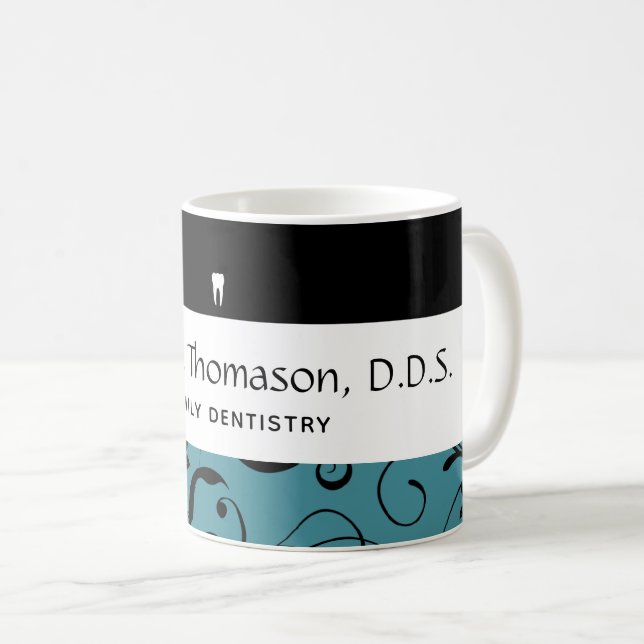 Caneca De Café Dental Office Funcionarios Pro Damask (Frente Esquerda)