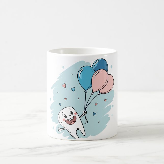 Caneca De Café Dente alegre de desenho animado com balões - Saúde (Centro)