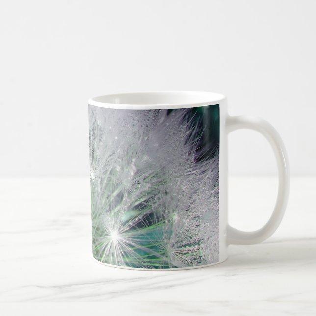 Caneca De Café Dente-de-leão fresco verde e branco com gotas de á (Direita)