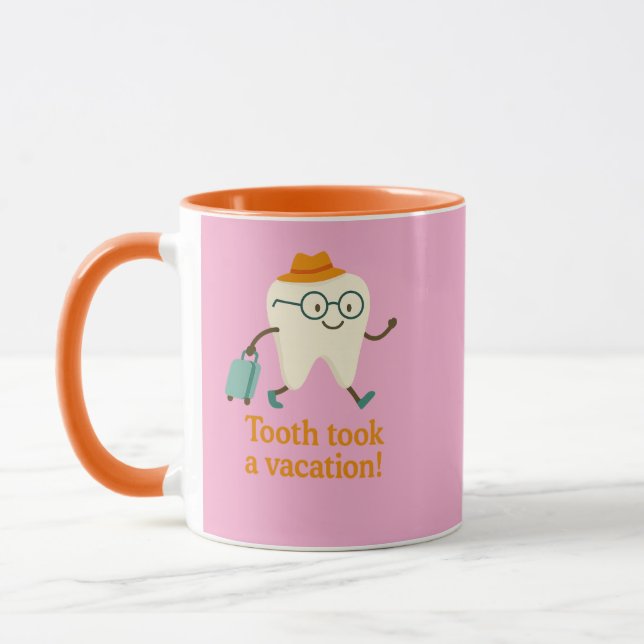 Caneca de Café Dente Saiu de Férias | Dente Engraç (Esquerda)