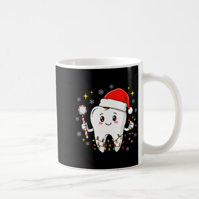 Caneca De Café Dentist Christmas Teeth Xmas Lights Funny Dental S (Direita)