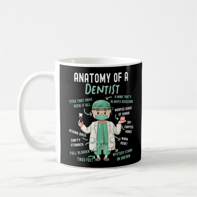 Caneca De Café Dentista Anatomia Dental De Um Dentista Uma Mente  (Esquerda)