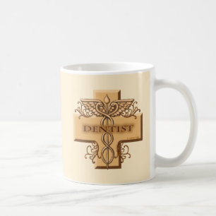 Caneca De Café Dentista Cruz Caduceo