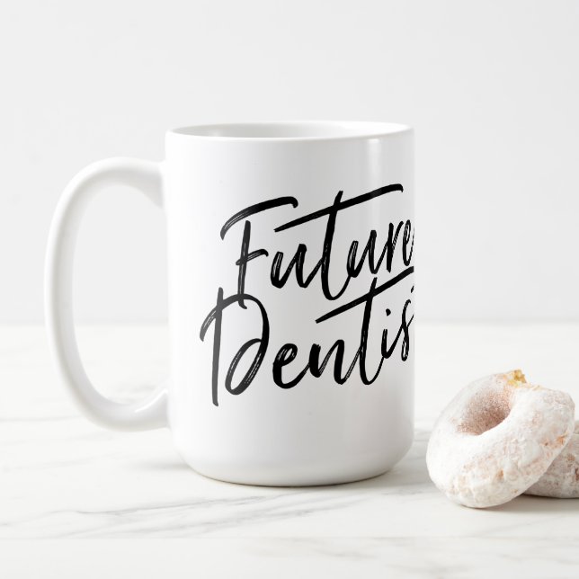 Caneca De Café Dentista futuro escrito à mão (Com Donut)