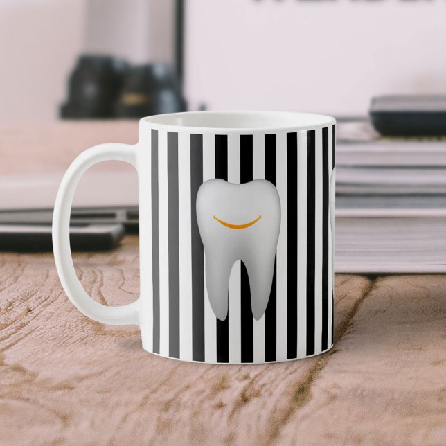 Caneca De Café Dentista Hygienist Dental Assistant Modern Strips (Criador carregado)