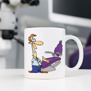Caneca De Café Dentista Masculino Divertido e Cadeira Odontológic