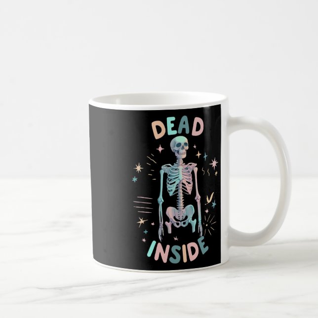 Caneca De Café Dentro Engraçado Esqueleto Casual de Halloween Gra (Direita)
