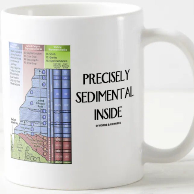 Caneca De Café Dentro Precisamente Sedimental (Grand Canyon) (Mug featuring Grand Canyon stratigraphy w/ wry word play saying "Precisely Sedimental Inside")