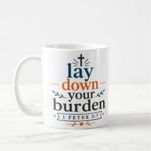 Caneca De Café Deponha Seu Fardo Versículo Bíblico Cristão Modern