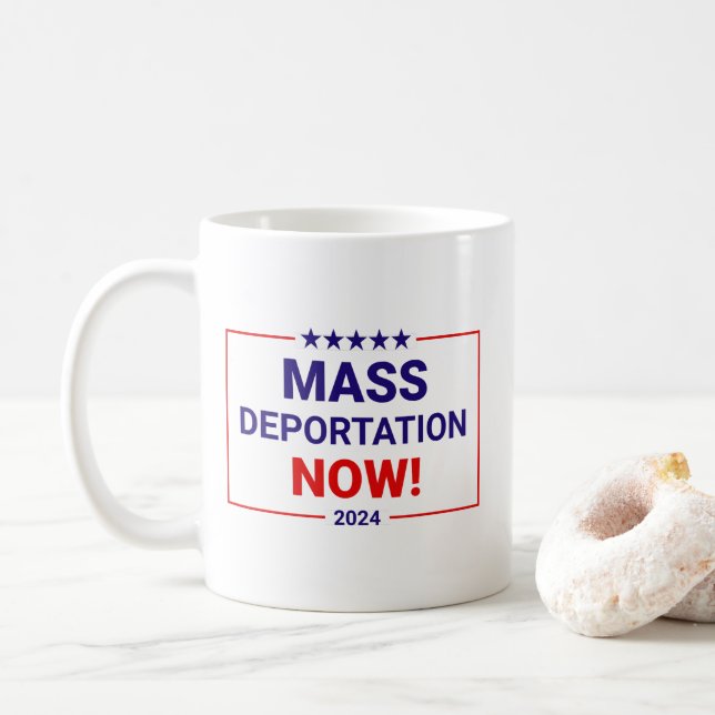 Caneca De Café Deportação em Massa Agora Trump Vance 2024 (Com Donut)