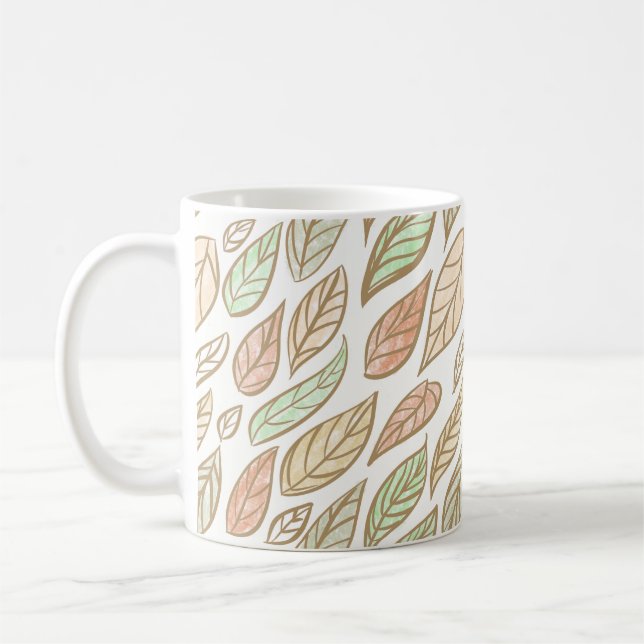 Caneca De Café Deriva de Folhas Pastéis Botânica (Esquerda)