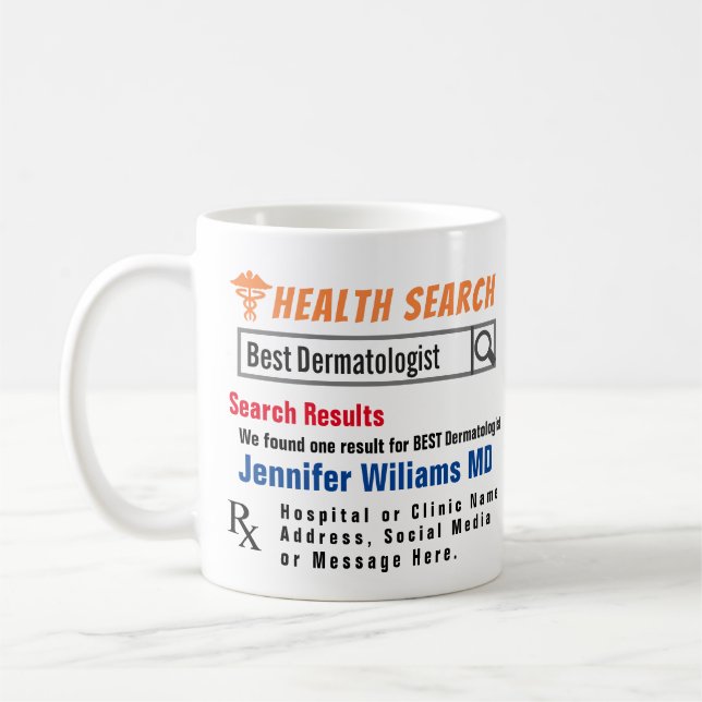Caneca De Café Dermatologista Funny Search - Gift Mug (Esquerda)