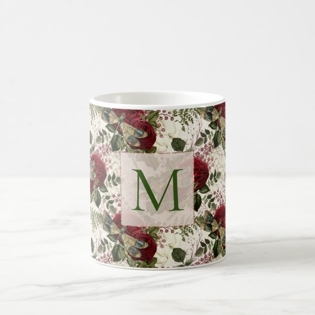Caneca De Café Derramantes e Rosas Monogramas (Centro)