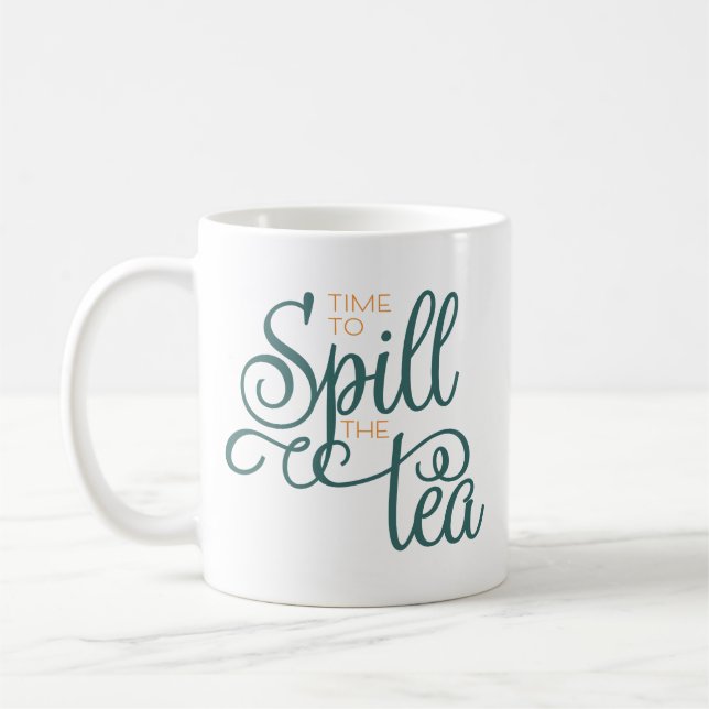 Caneca De Café Derramar do Tea Sassy Typografia Green Coffee Mug (Esquerda)