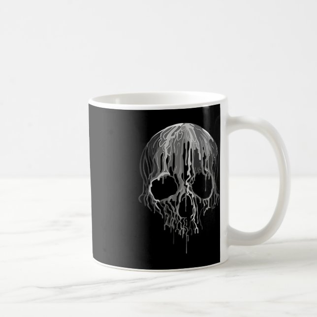 Caneca De Café Derreter o Halloween do Crânio Negro e Gráfico de  (Direita)