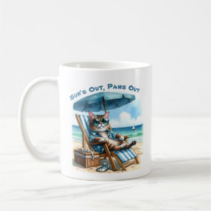 Caneca De Café Desaparece com as patas fora Cat Beach Cadeira Blu