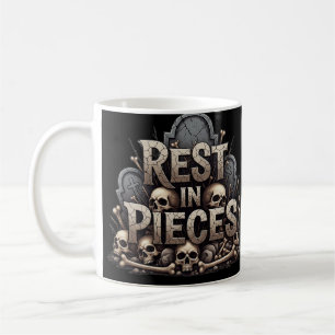 Caneca De Café Descanse em Pedaços - Preguiçoso Esqueleto