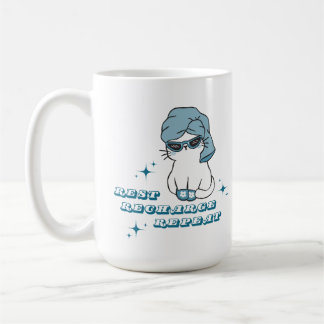 Caneca De Café Descanso, Recarga, Repita - Autocuidado e Gatos