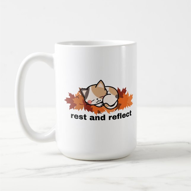 Caneca De Café descanso & reflexão outono gato (Esquerda)