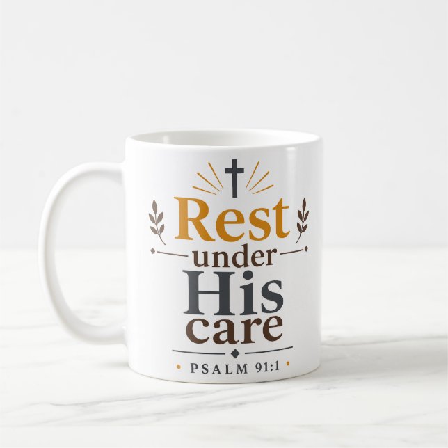 Caneca De Café Descanso Sob Seus Cuidados Versículo Bíblico Crist (Esquerda)