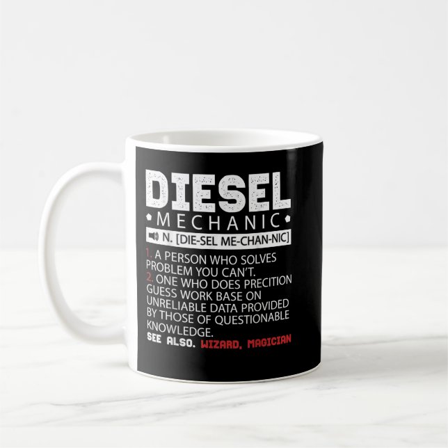 Caneca De Café Descrição Mecânica dos Motores Diesel Funny (Esquerda)