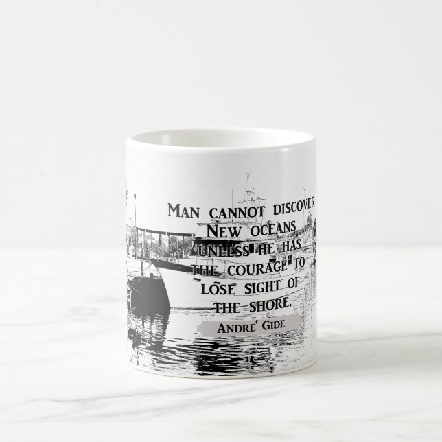 Caneca De Café Descubra novos oceanos — citação de Andre Gide — c (Centro)