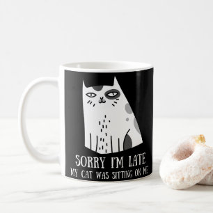 Caneca De Café Desculpe, estou atrasado, meu gato estava sentado