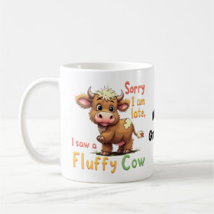 Caneca De Café Desculpe, Estou Atrasado, Vi uma Vaca Fofa, Engraç