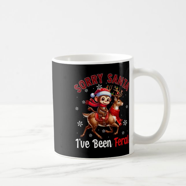 Caneca De Café Desculpe, fui Papai noel de Natal Feral, Macaco Ri (Direita)