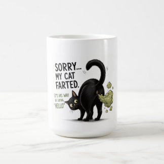 Caneca De Café Desculpe Meu Gato Soltou Pum Humor de Gato Preto E