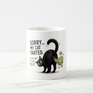 Caneca De Café Desculpe Meu Gato Soltou Pum Humor de Gato Preto E