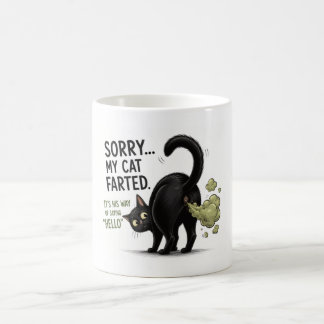 Caneca De Café Desculpe Meu Gato Soltou Pum Humor de Gato Preto E